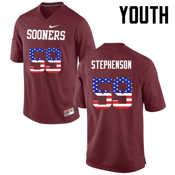 Youth Oklahoma Sooners #59 Donald Stephenson College Football USA Flag Fashion Jerseys-Crimson - Click Image to Close